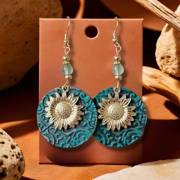 Patina & Sunflower long earrings