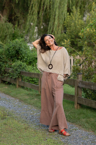 Sunwashed Linen Top O/S Taupe