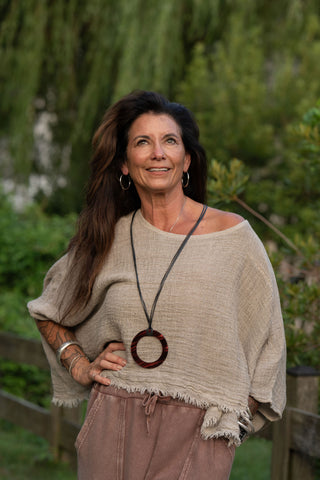 Sunwashed Linen Top O/S Taupe
