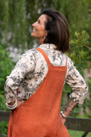 Colonial Fields Linen Top O/S