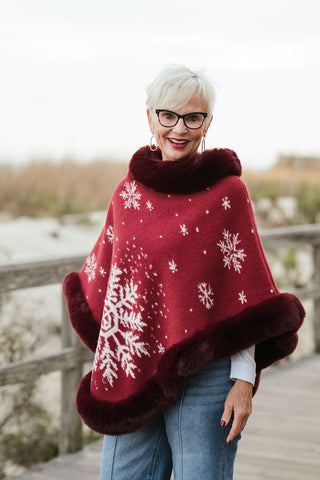 Snowfall Poncho O/S wine