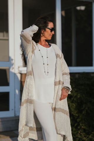 Riviera Stripe Linen Duster