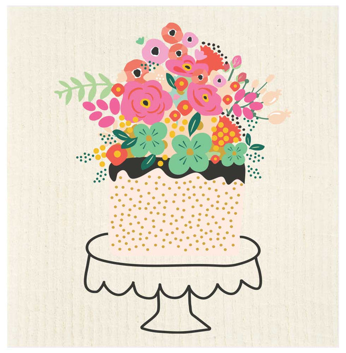 Floral Cake Swedish Dishcloth: Standard Packaging