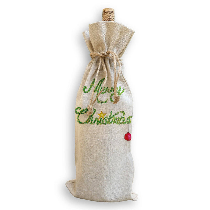 Merry Christmas Garland Wine Bag