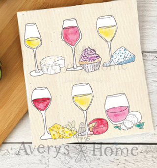 Wine & Cheese Pairings Swedish Dish Towel