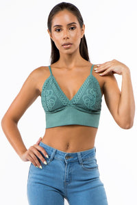 Lace Love Triangle Bralette Light Teal