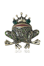 My Prince Rhinestone Frog Pin  Green