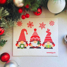 Christmas Gnomes Swedish Dishcloth (Christmas decor / gift)