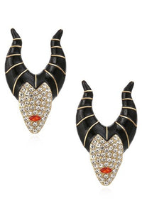 Magnificent Maleficent Rhinestone Earrings Black