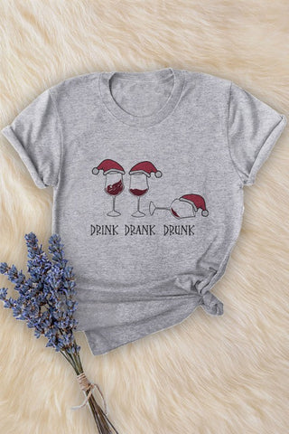 Drink Drank Drunk Tee Heather Grey