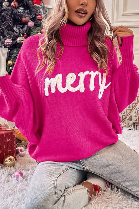 Merry Batwing Sweater Hot Pink