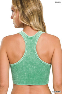 All Washed Out Ribbed Razorback Crop Top K Green