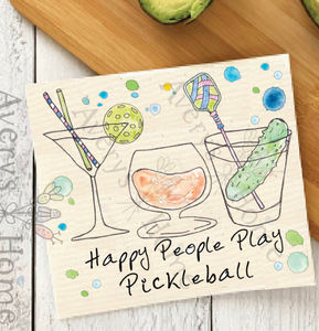 Happy People Play Pickleball Swedish Dishcloth Cocktails