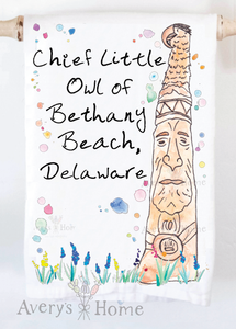 Bethany Beach Totem Pole Tea Towel