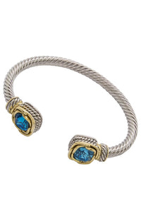 Twisted Crystal Cuff Bracelet Aqua Blue