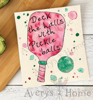 Deck the hall Pickleball Swedish Dishcloth