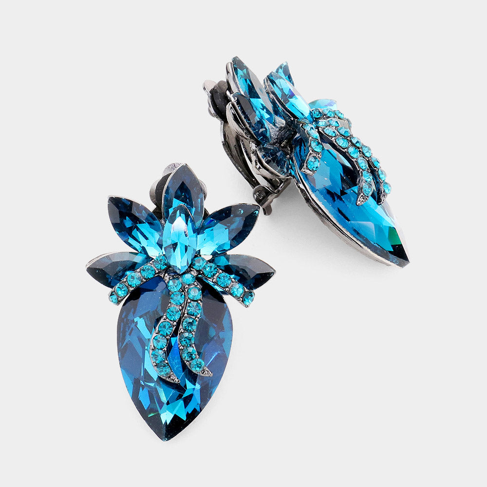 Blue Bayou Clip Earrings Blue Zircon