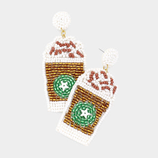 Chocolate Caramel Latte Grande Beaded Earrings