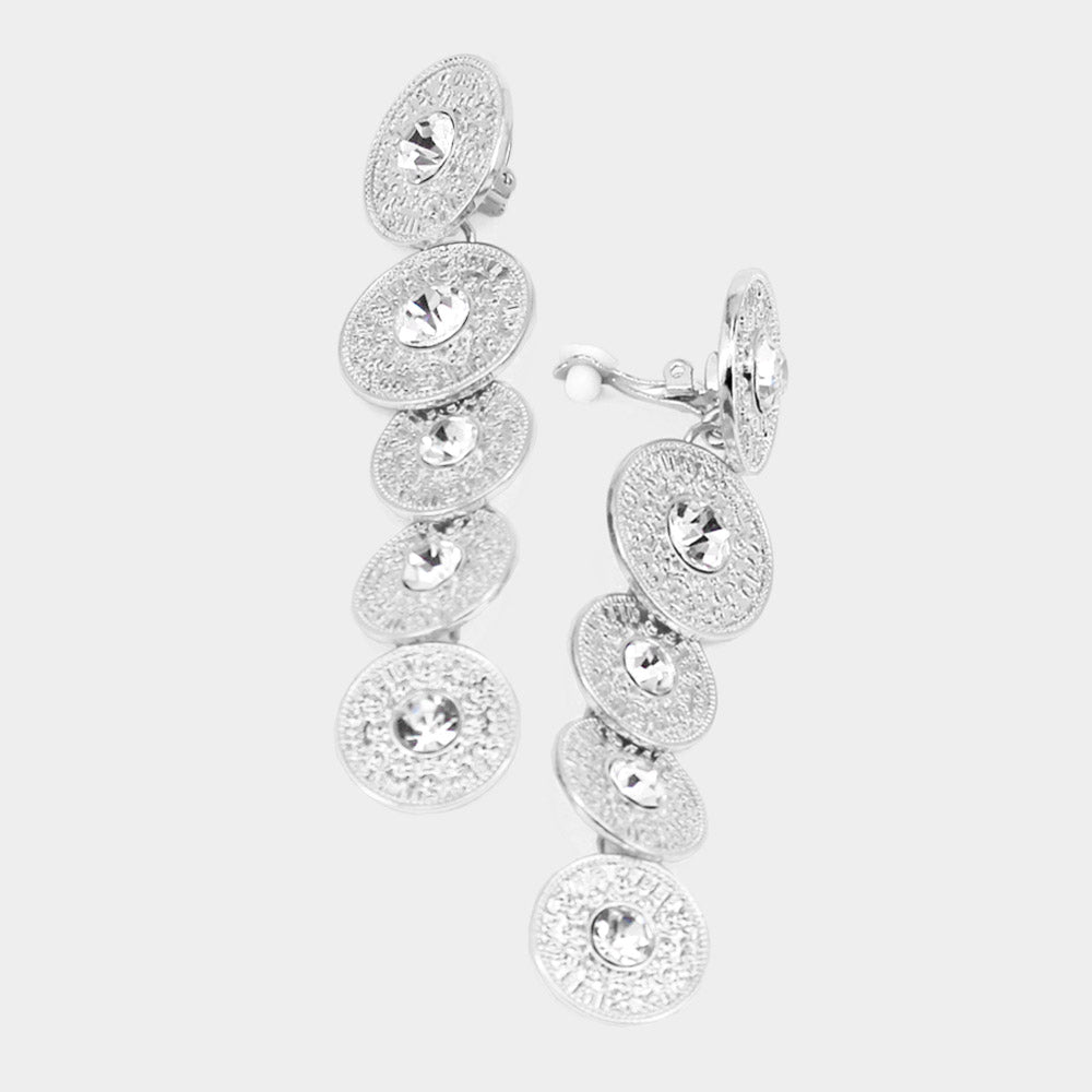 Dripping Coins Clip On Earrings Silver