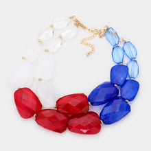 American Pebbles Necklace Set Red/White/Blue
