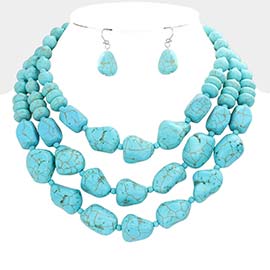 Bodacious Bib Necklace Set Turquoise
