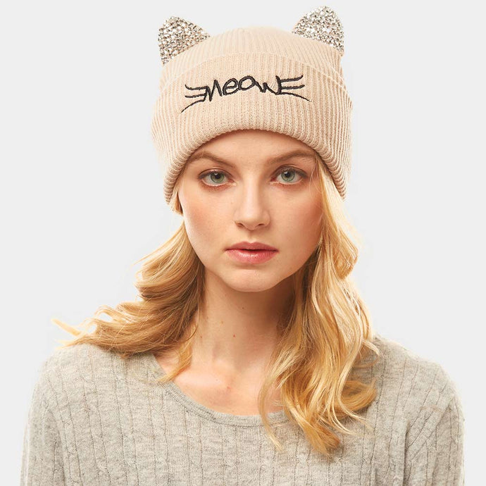 Kitty Meow Hat Beige