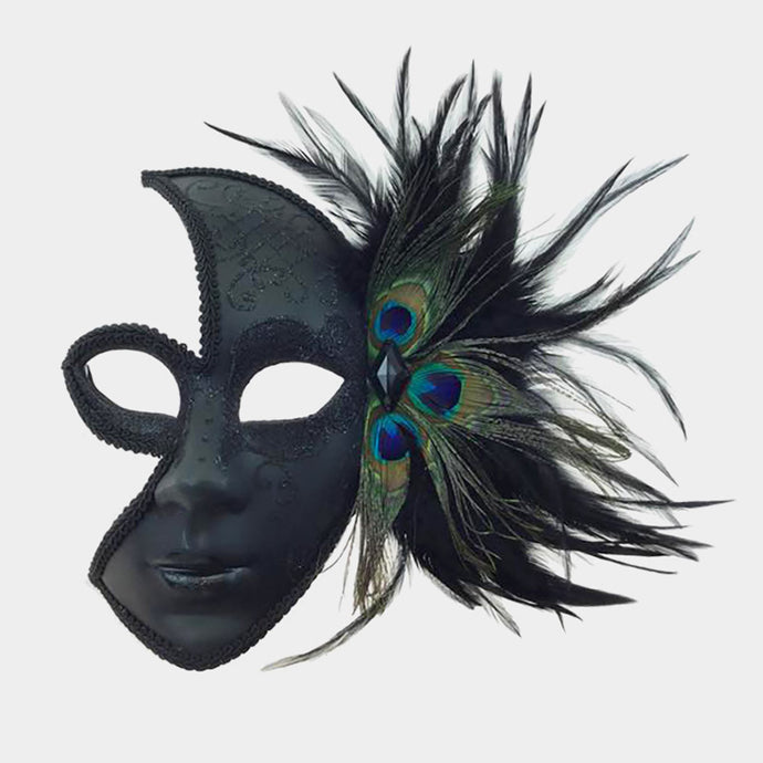 Hide In Plain Sight Feather Mask Black