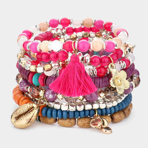 All The Feels Stackable Stretch Bracelet Fuchsia