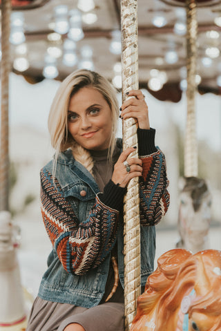 Carnival Sweater Sleeve Denim Jacket
