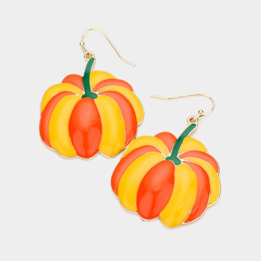 Two Toned Pumpkin Earrings ORG/YW