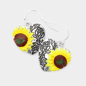Heart of Ukraine Sunflower Earrings Yellow