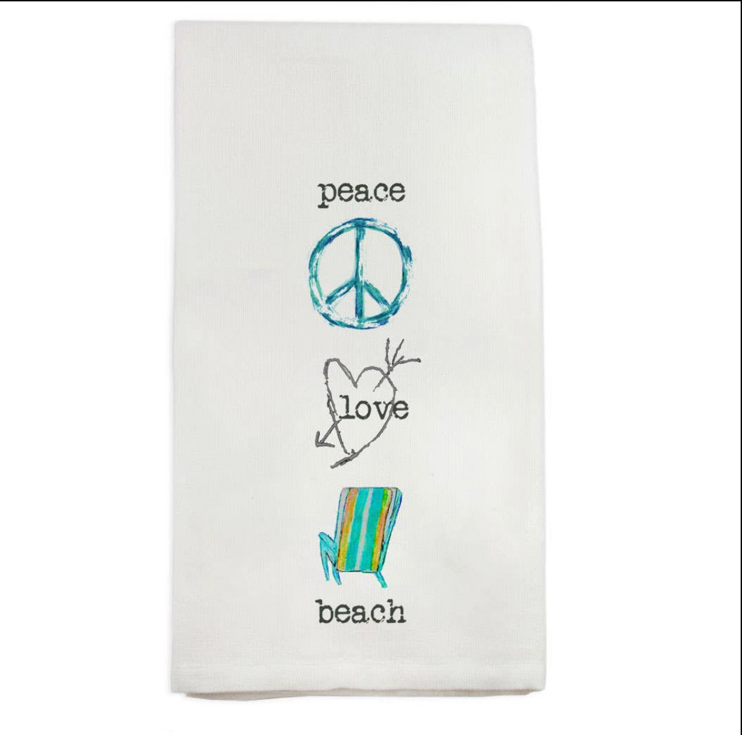 Peace Love Beach dish towel