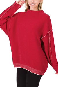 Raw-Edge DK Red Sweater